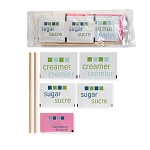 Amenity Services Condiment Double -Clear, Double Sugar, Creamer,  Wood Stirrer, Single Pink Sweetner 500 Per Case Price Per Case